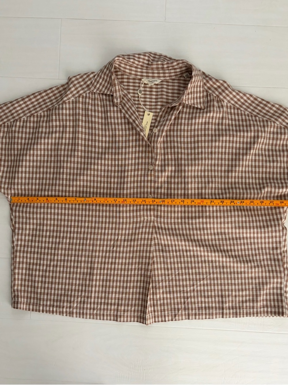 Max Studio London Gingham Linen blend Relaxed Linen Rayon Blouse Top Women’s L - Picture 10 of 15